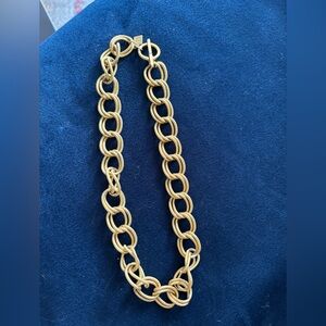VTG 1980s Anne Klein Chunky Goldbrushed Link Necklace